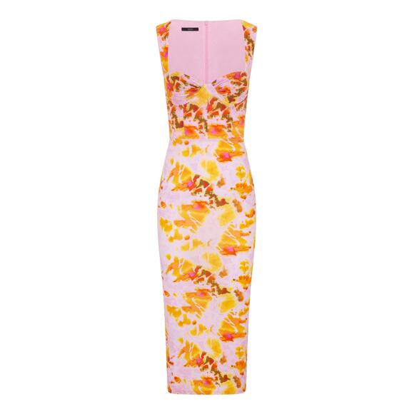 Alex Perry Tie Dye Pink Claret Midi Dress Size AUS 8 / US 4 NWT